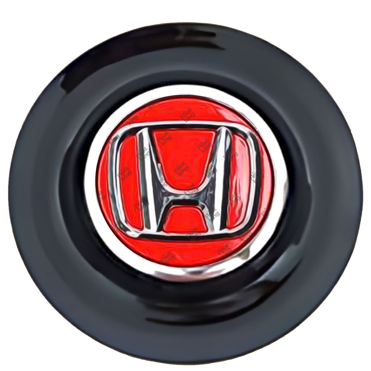 Honda Red Floating Center Caps Black Cap Chrome Ring