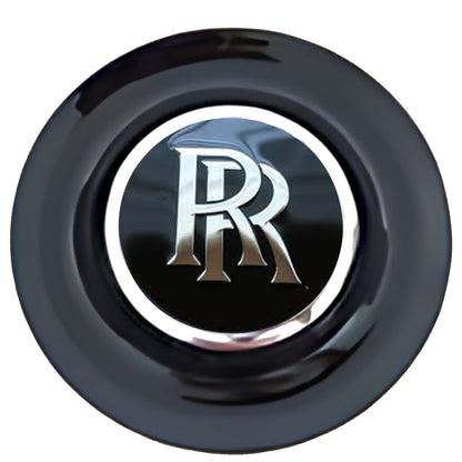 Rolls Royce Floating Center Caps Black Cap Chrome Ring