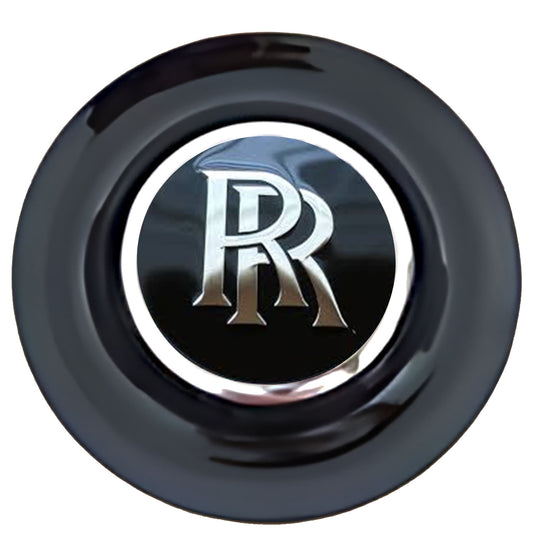 Rolls Royce Floating Center Caps Black Cap Chrome Ring