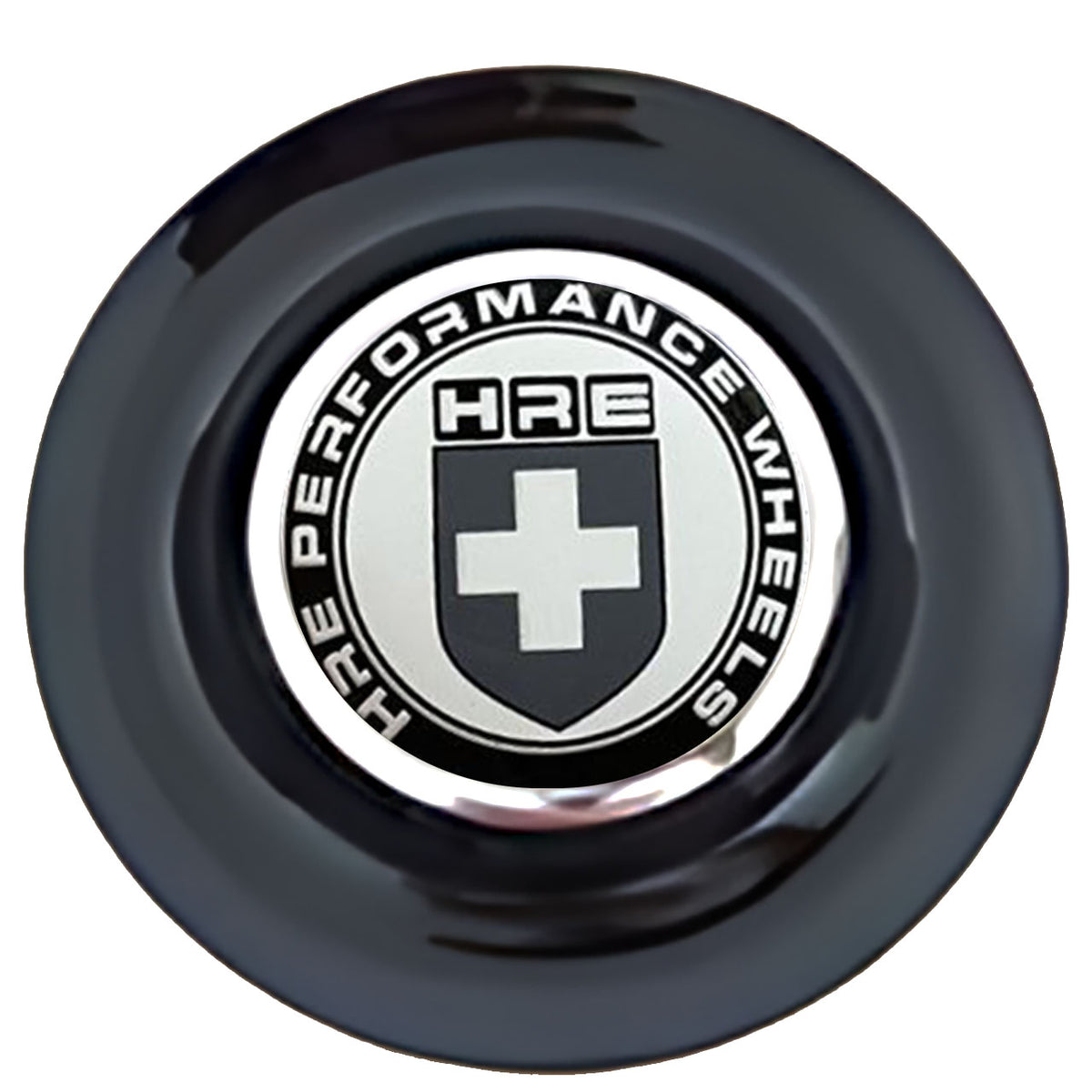 HRE Black Floating Center Caps Black Cap Chrome Ring