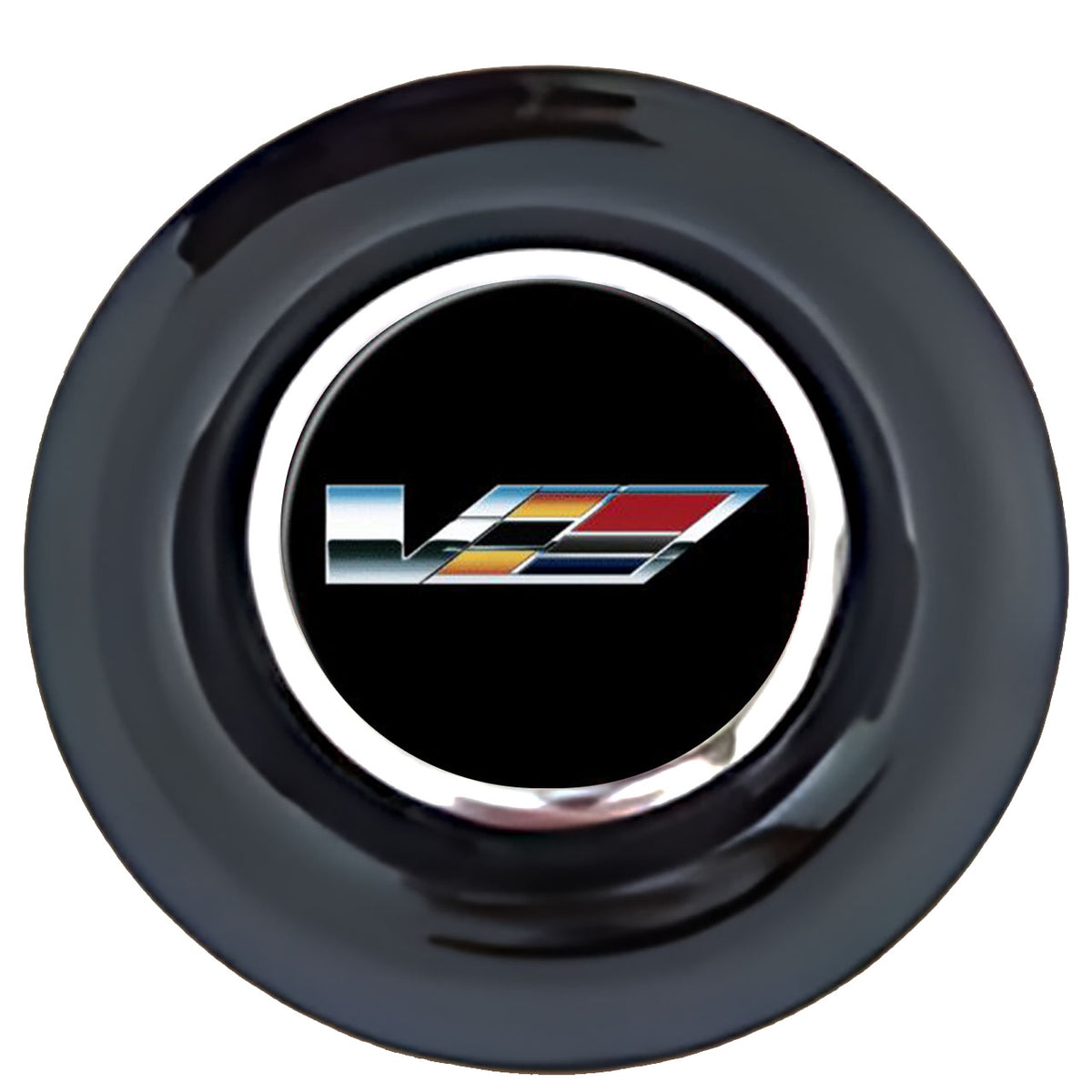 Cadillac CTS-V Floating Center Caps Black Cap Chrome Ring