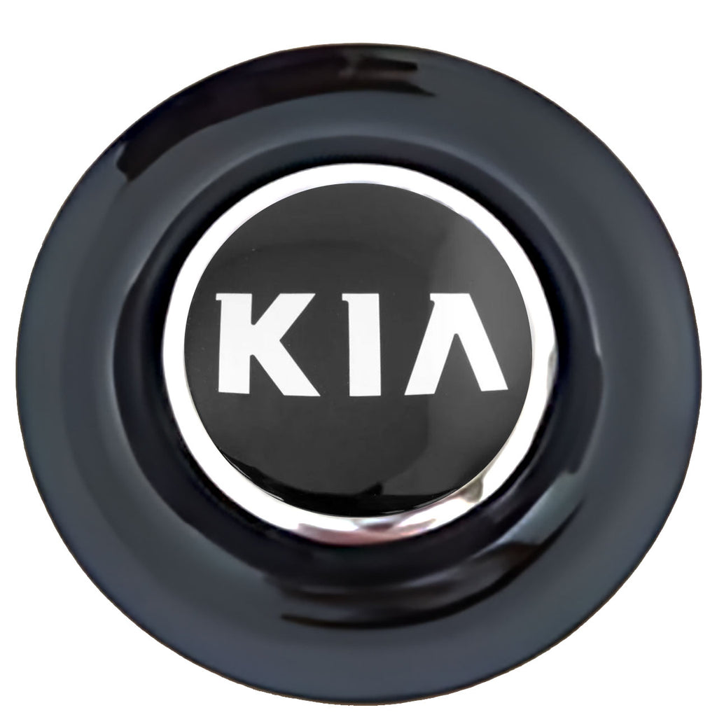 Kia Floating Center Caps Black Cap Chrome Ring
