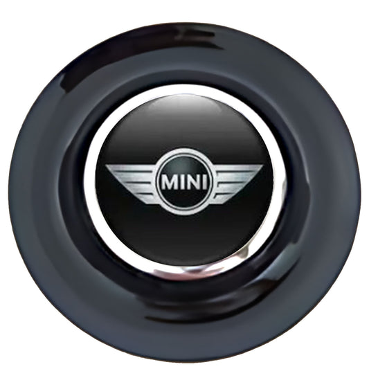 Mini Cooper Floating Center Caps Black Cap Chrome Ring