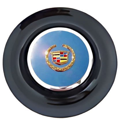 Cadillac Gold Oldschool Floating Center Caps Black Cap Chrome Ring