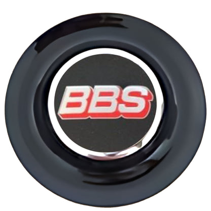 BBS Black & Red Floating Center Caps Black Cap Chrome Ring