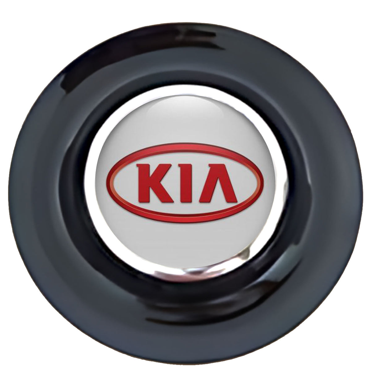 KIA Grey Red Floating Center Caps Black Cap Chrome Ring
