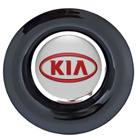 KIA Grey Red Floating Center Caps Black Cap Chrome Ring