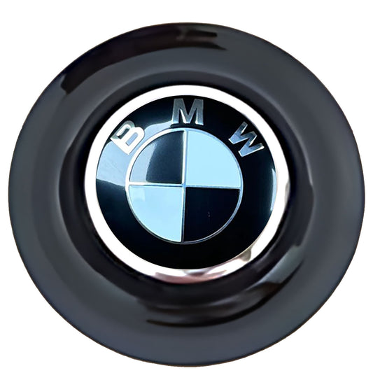 BMW Black Floating Center Caps Black Cap Chrome Ring