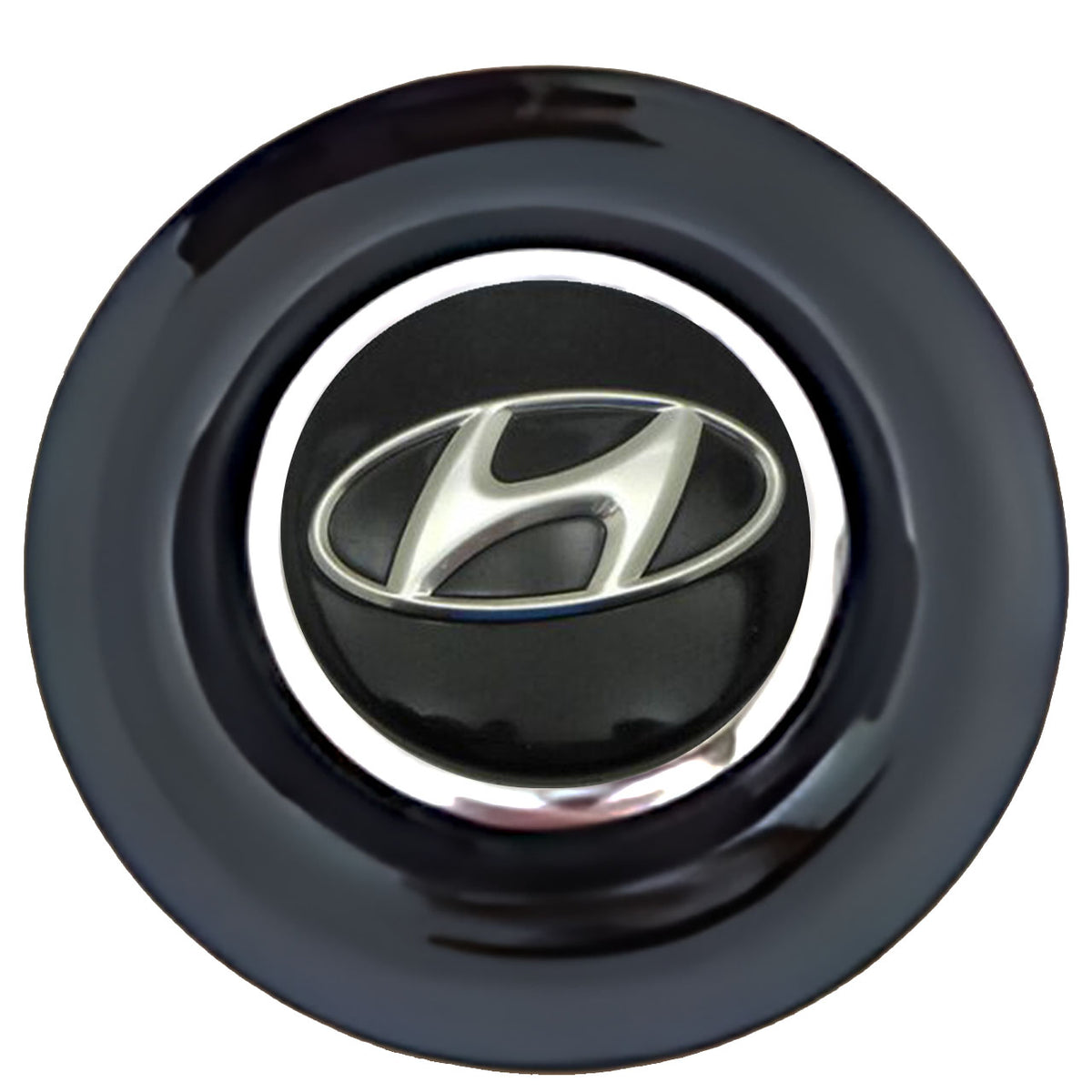 Hyundai Black Floating Center Caps Black Cap Chrome Ring