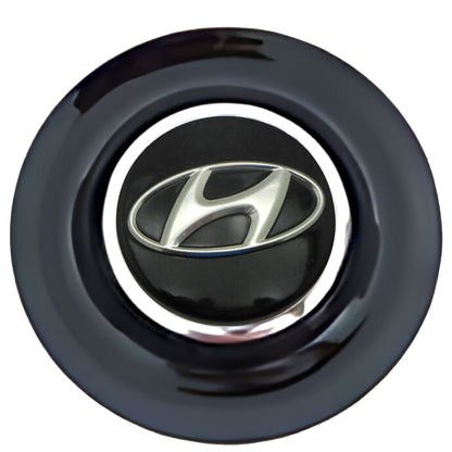 Hyundai Black Floating Center Caps Black Cap Chrome Ring
