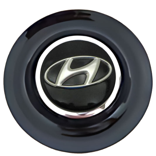 Hyundai Black Floating Center Caps Black Cap Chrome Ring