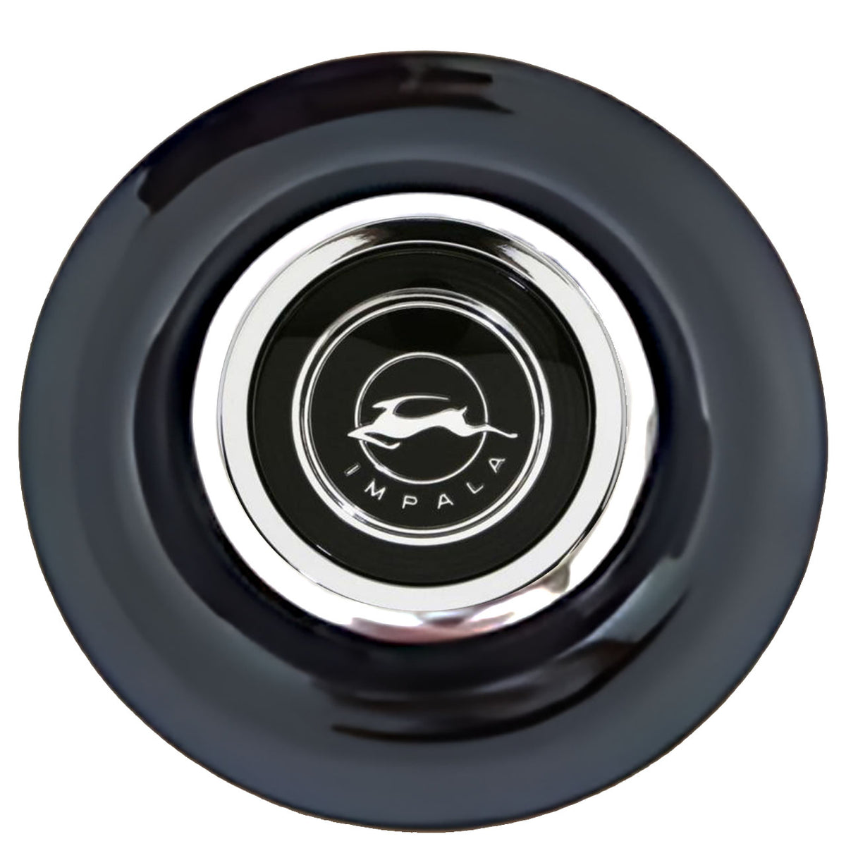 Chevrolet Impala Floating Center Caps Black Cap Chrome Ring