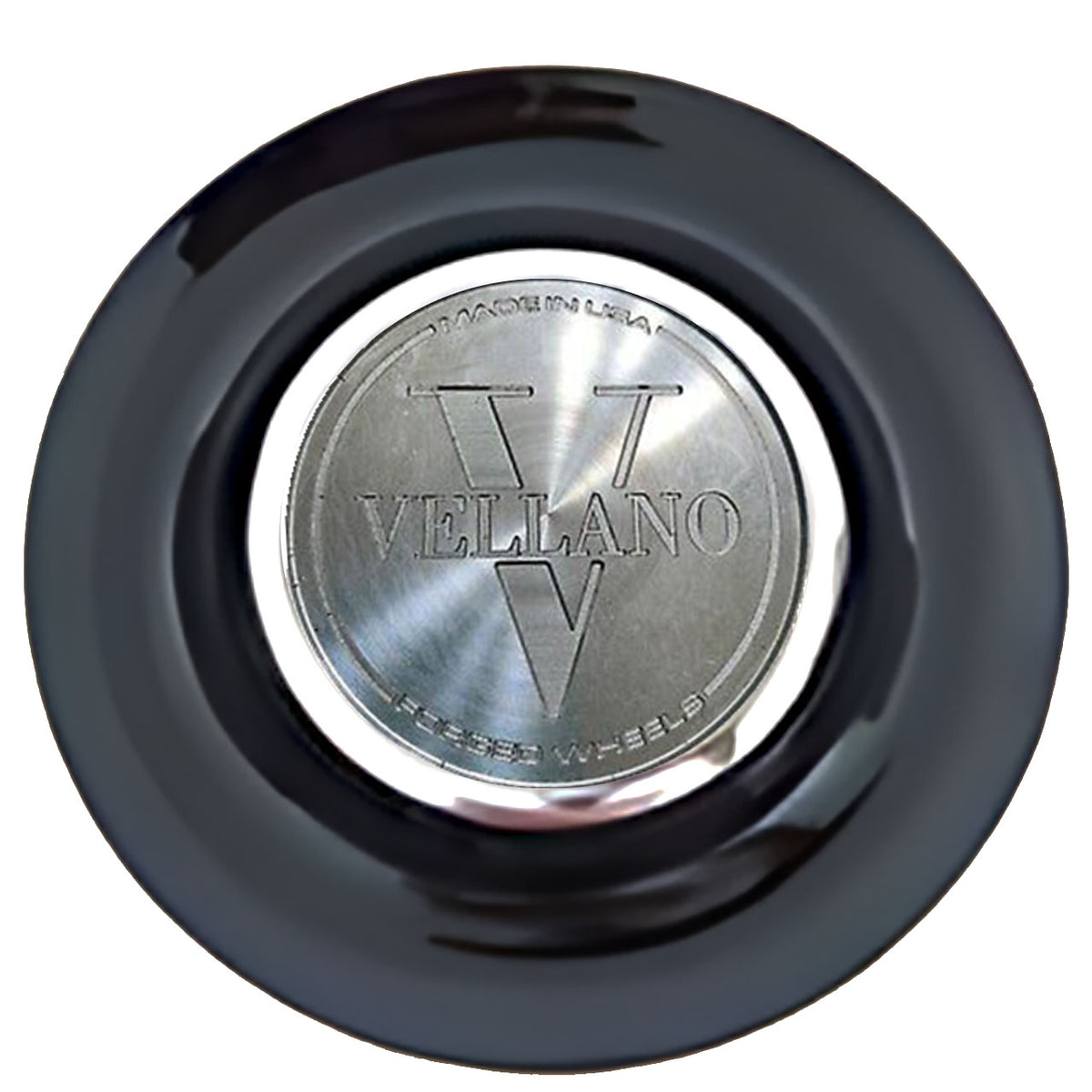 Vellano Floating Center Caps Black Cap Chrome Ring