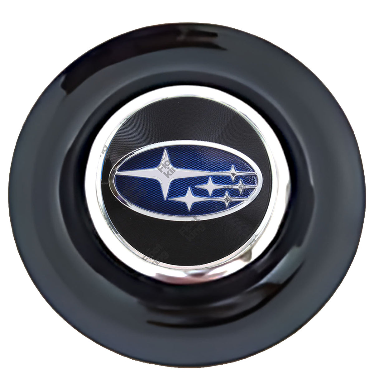Subaru Floating Center Caps Black Cap Chrome Ring