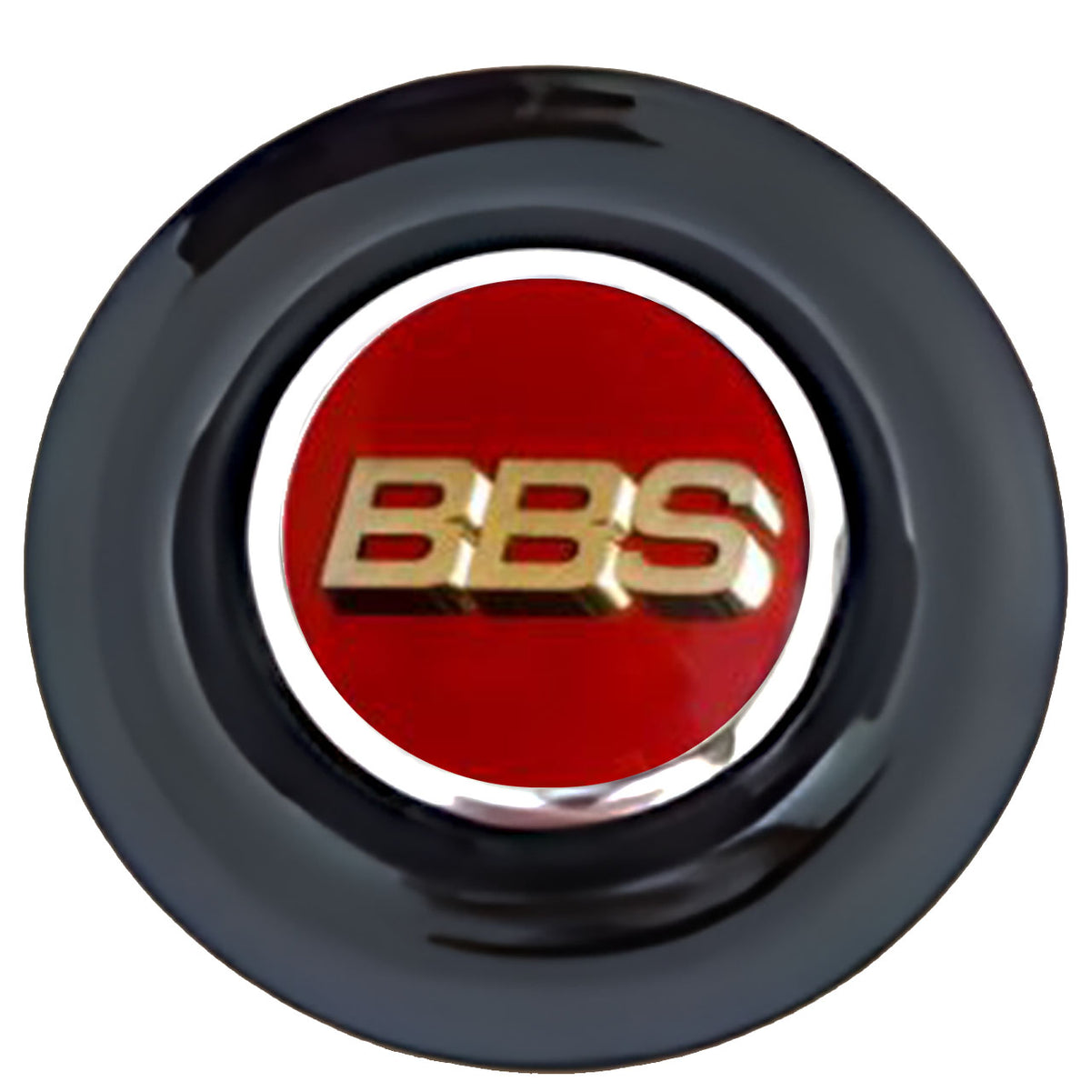 BBS Red & Gold Floating Center Caps Black Cap Chrome Ring