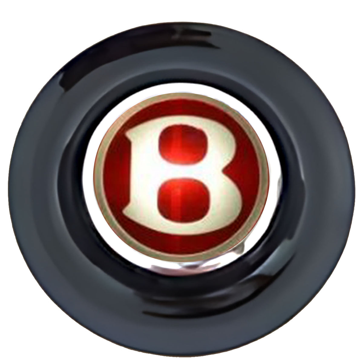 Bentley Red Floating Center Caps Black Cap Chrome Ring