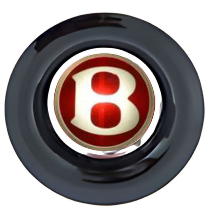 Bentley Red Floating Center Caps Black Cap Chrome Ring