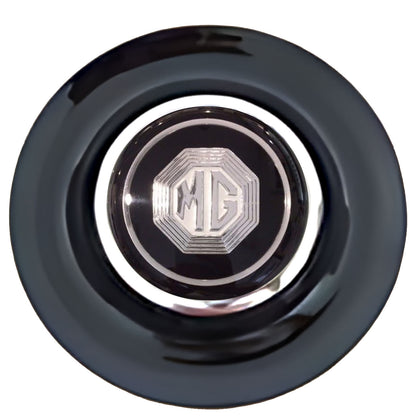 MG Floating Center Caps Black Cap Chrome Ring