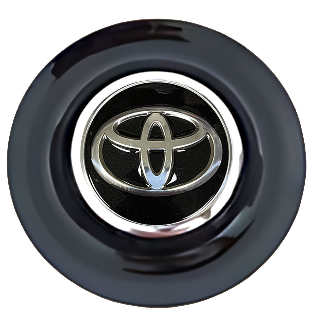 Toyota Floating Center Caps Black Cap Chrome Ring