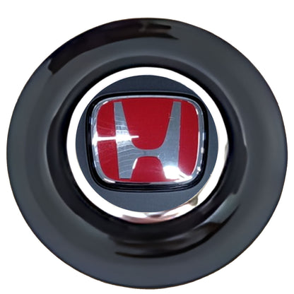 Honda Matte Charcoal Red Floating Center Caps Black Cap Chrome Ring