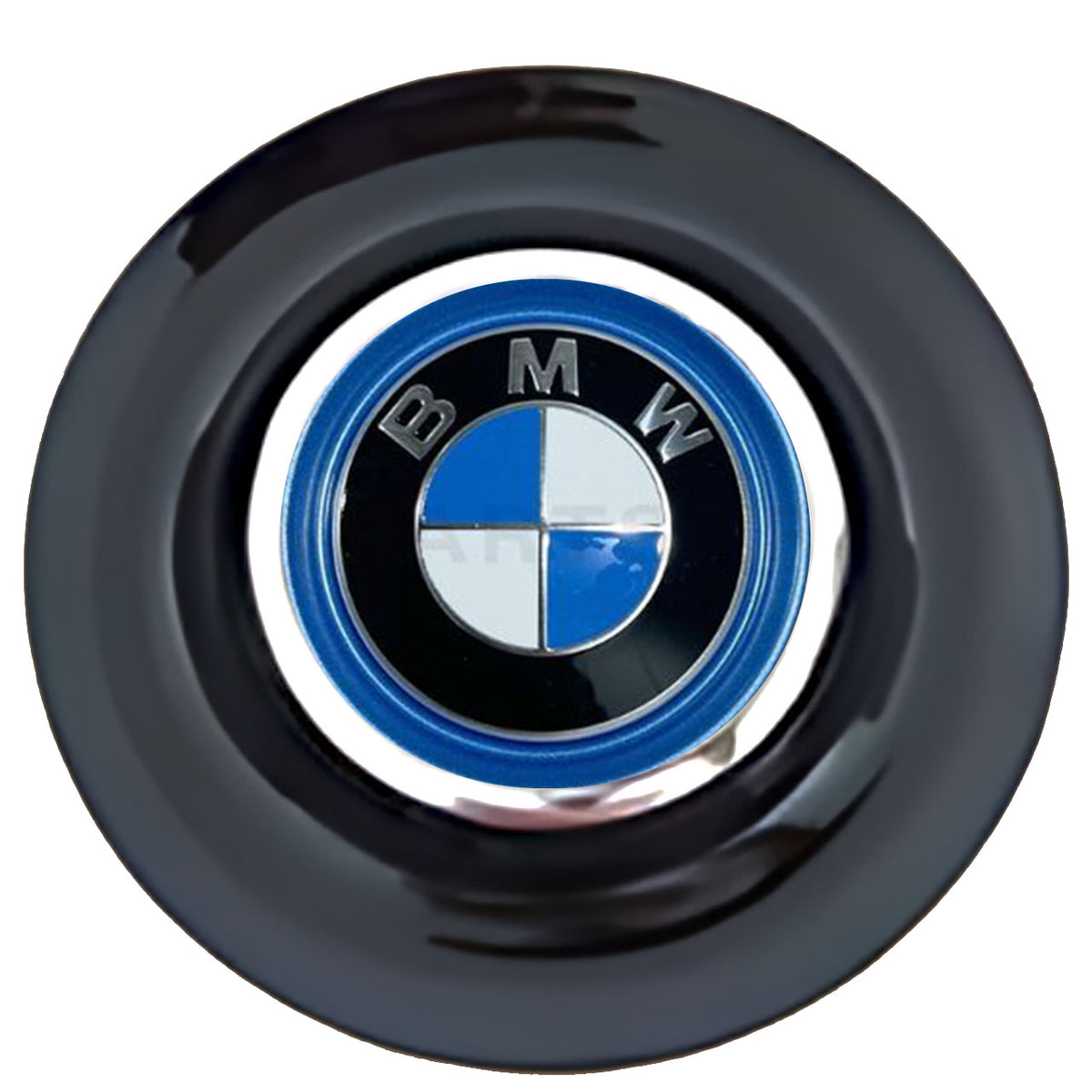 BMW Blue OEM Floating Center Caps Black Cap Chrome Ring