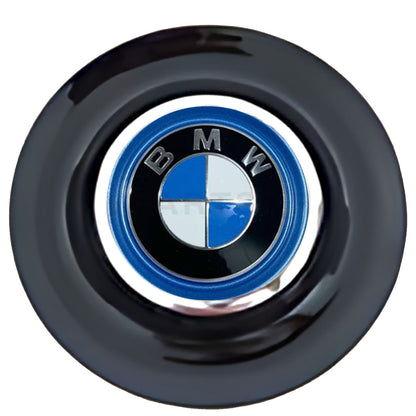 BMW Blue OEM Floating Center Caps Black Cap Chrome Ring