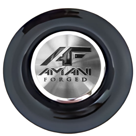 Armani Floating Center Caps Black Cap Chrome Ring
