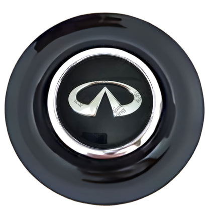Infiniti Floating Center Caps Black Cap Chrome Ring
