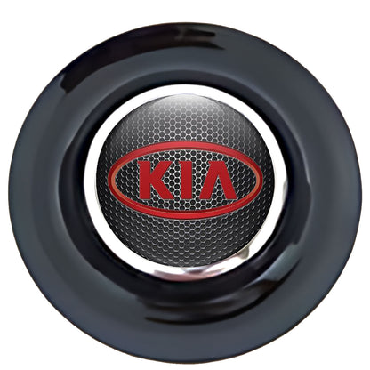 KIA Dark Grate Red Floating Center Caps Black Cap Chrome Ring