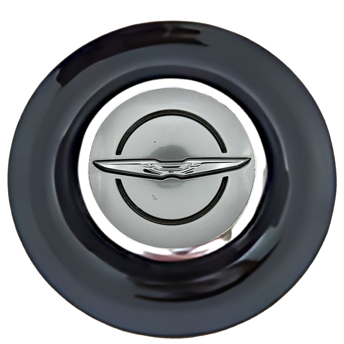 Chrysler Floating Center Caps Black Cap Chrome Ring