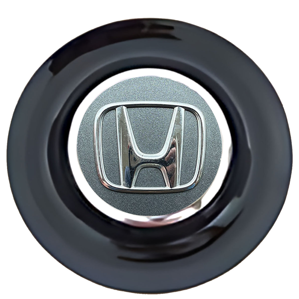 Honda Gray Floating Center Caps Black Cap Chrome Ring