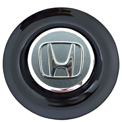 Honda Gray Floating Center Caps Black Cap Chrome Ring