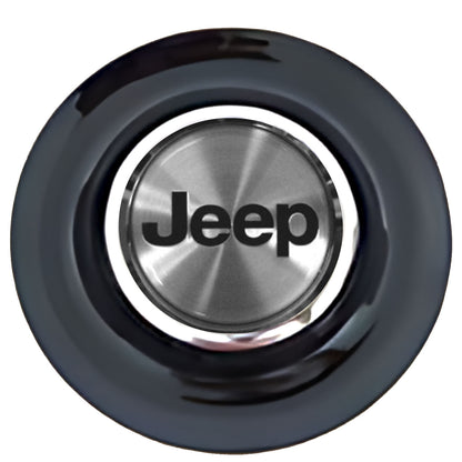 Jeep Silver Floating Center Caps Black Cap Chrome Ring