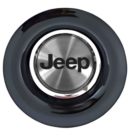 Jeep Silver Floating Center Caps Black Cap Chrome Ring