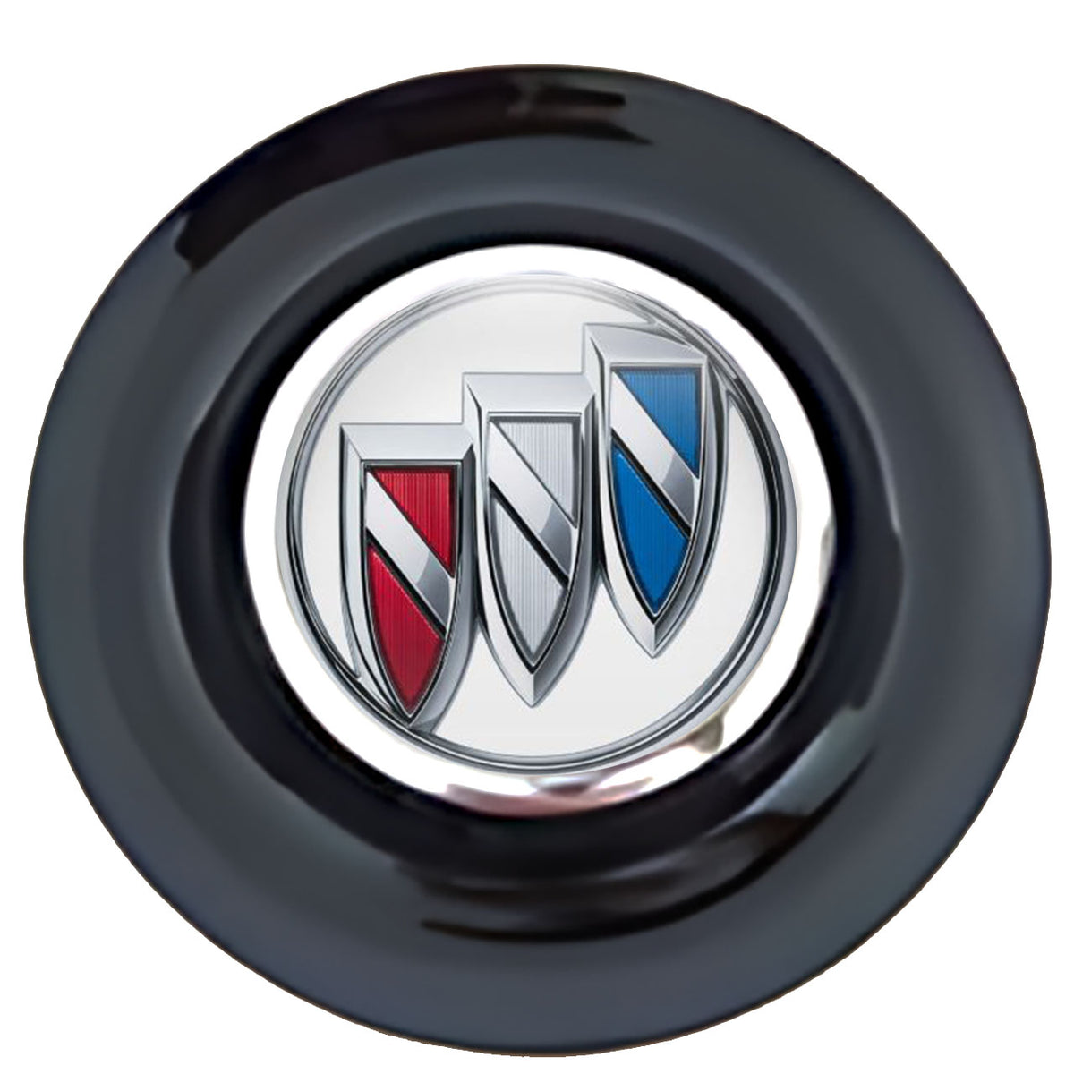 Buick White Floating Center Caps Black Cap Chrome Ring