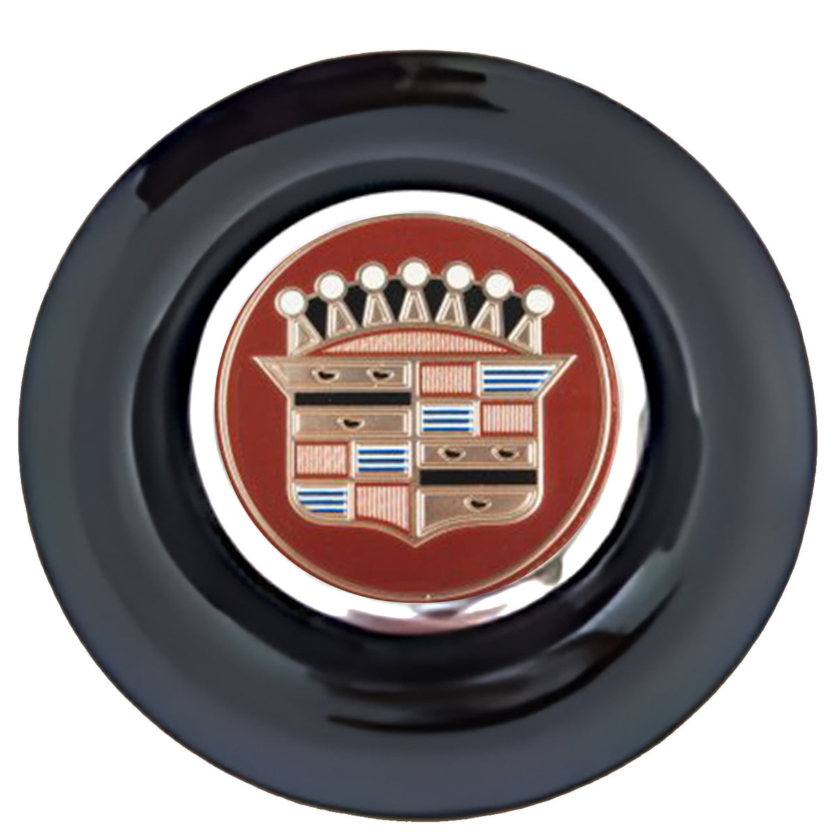 Cadillac Thundertaker Floating Center Caps Black Cap Chrome Ring
