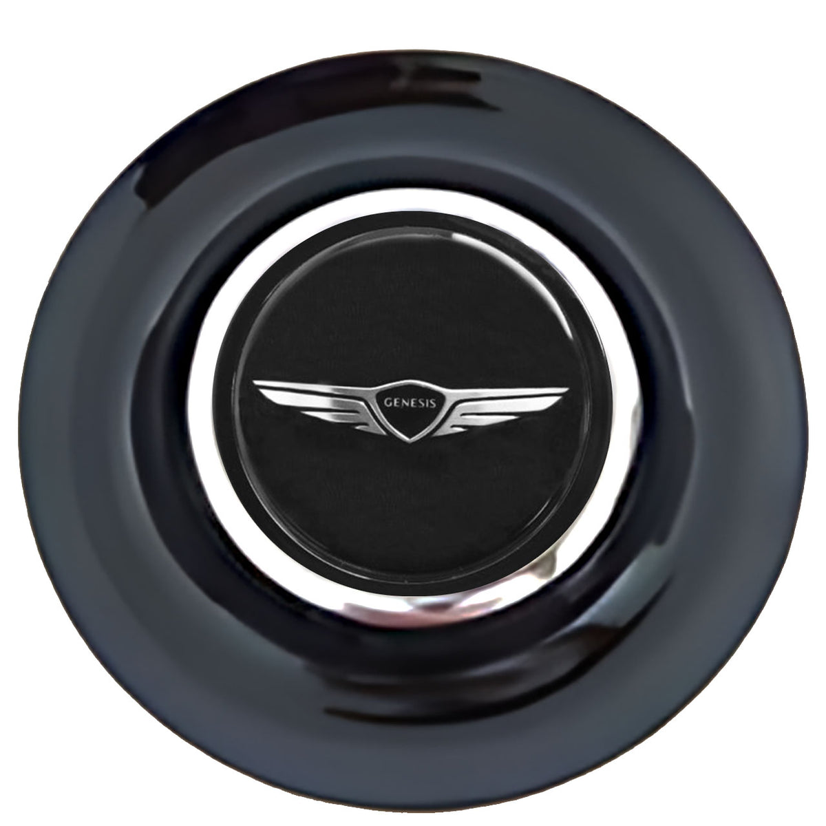 Genesis Floating Center Caps Black Cap Chrome Ring