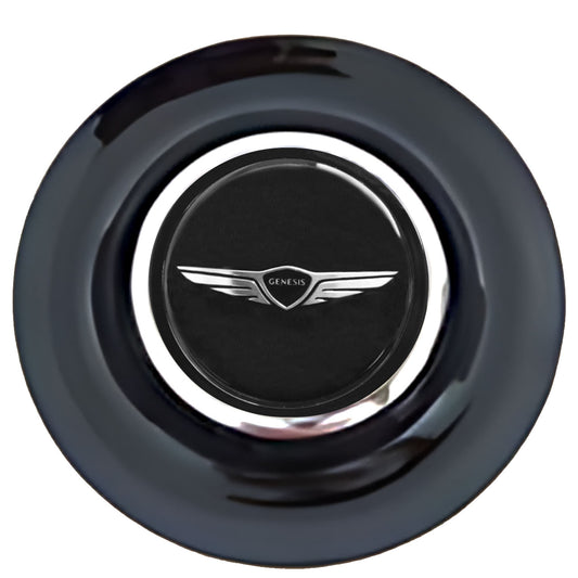 Genesis Floating Center Caps Black Cap Chrome Ring