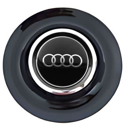 Audi Floating Center Caps Black Cap Chrome Ring