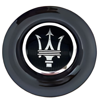 Maserati Floating Center Caps Black Cap Chrome Ring