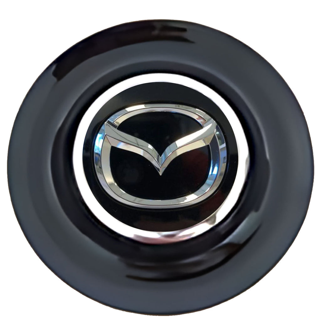 Mazda 2 Floating Center Caps Black Cap Chrome Ring