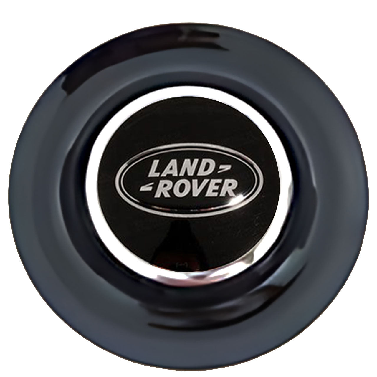 Land Rover RR Floating Center Caps Black Cap Chrome Ring
