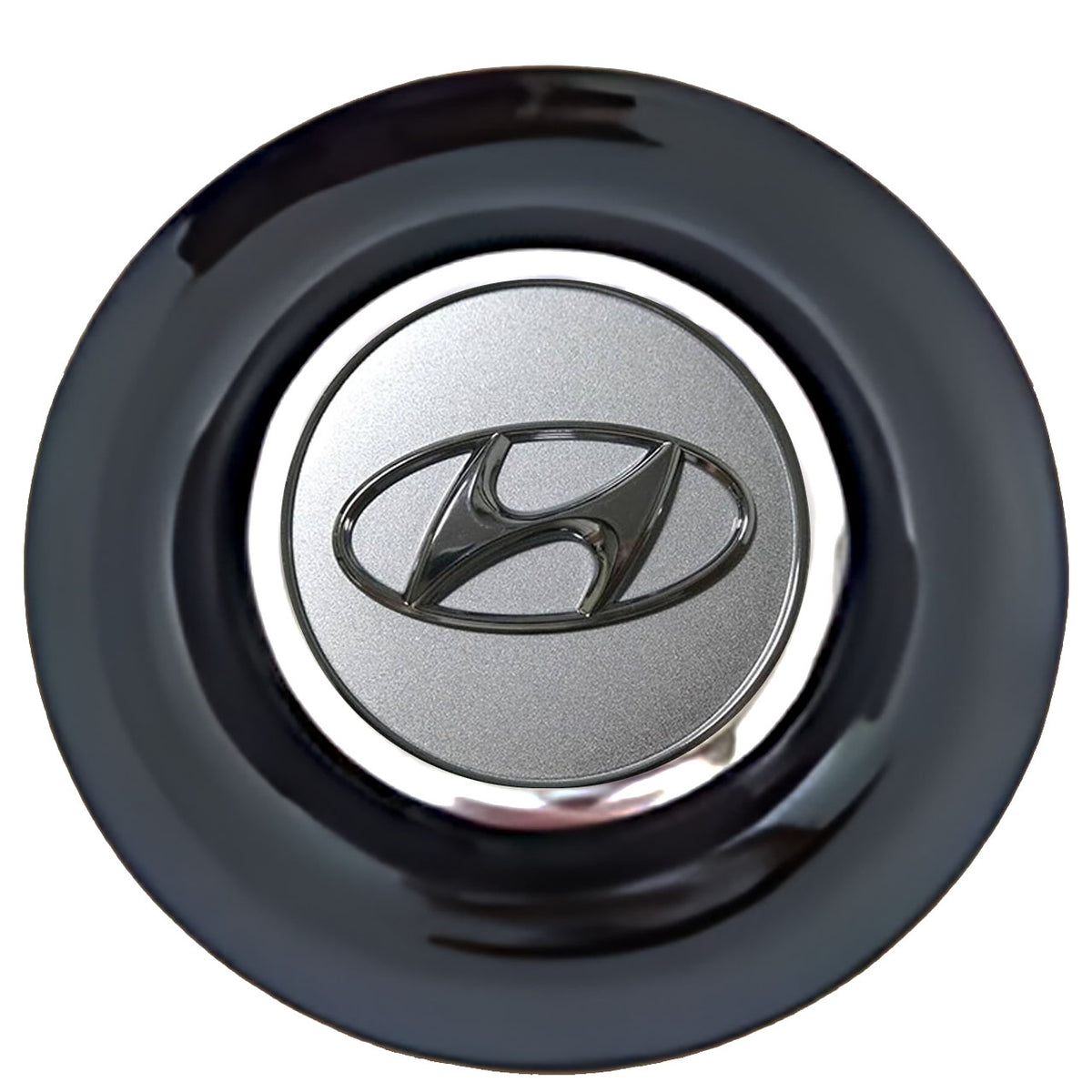 Hyundai Floating Center Caps Black Cap Chrome Ring