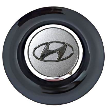 Hyundai Floating Center Caps Black Cap Chrome Ring