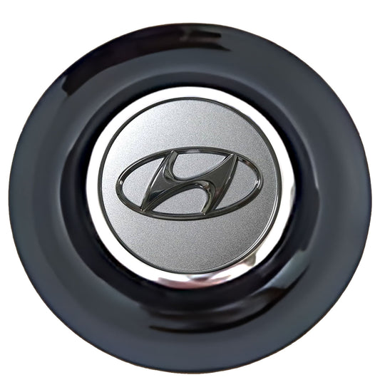 Hyundai Floating Center Caps Black Cap Chrome Ring