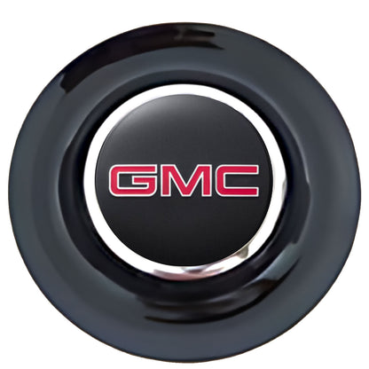 GMC Floating Center Caps Black Cap Chrome Ring