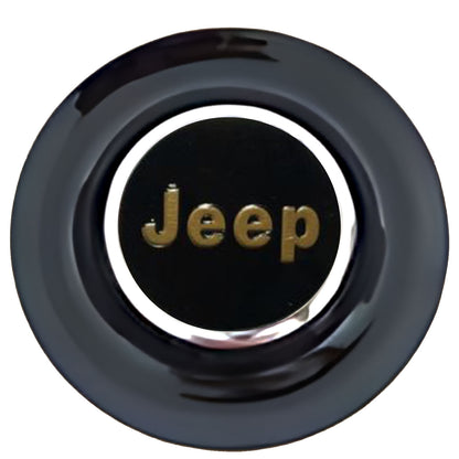 Jeep Floating Center Caps Black Cap Chrome Ring