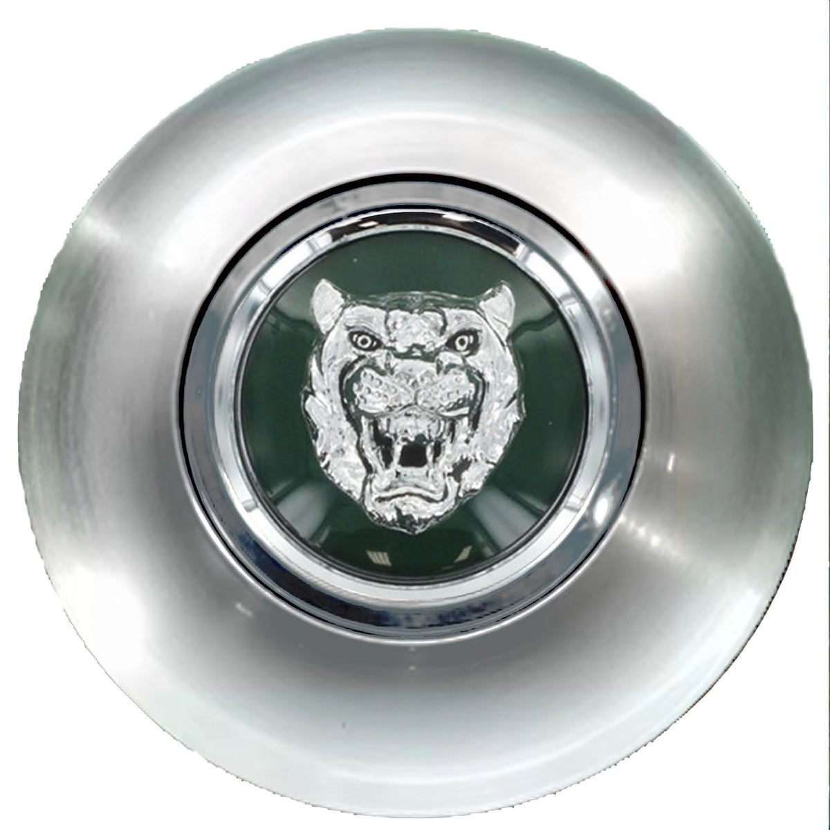 Jaguar Green Floating Center Caps Brushed