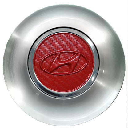 Hyundai Red Carbon Floating Center Caps Brushed