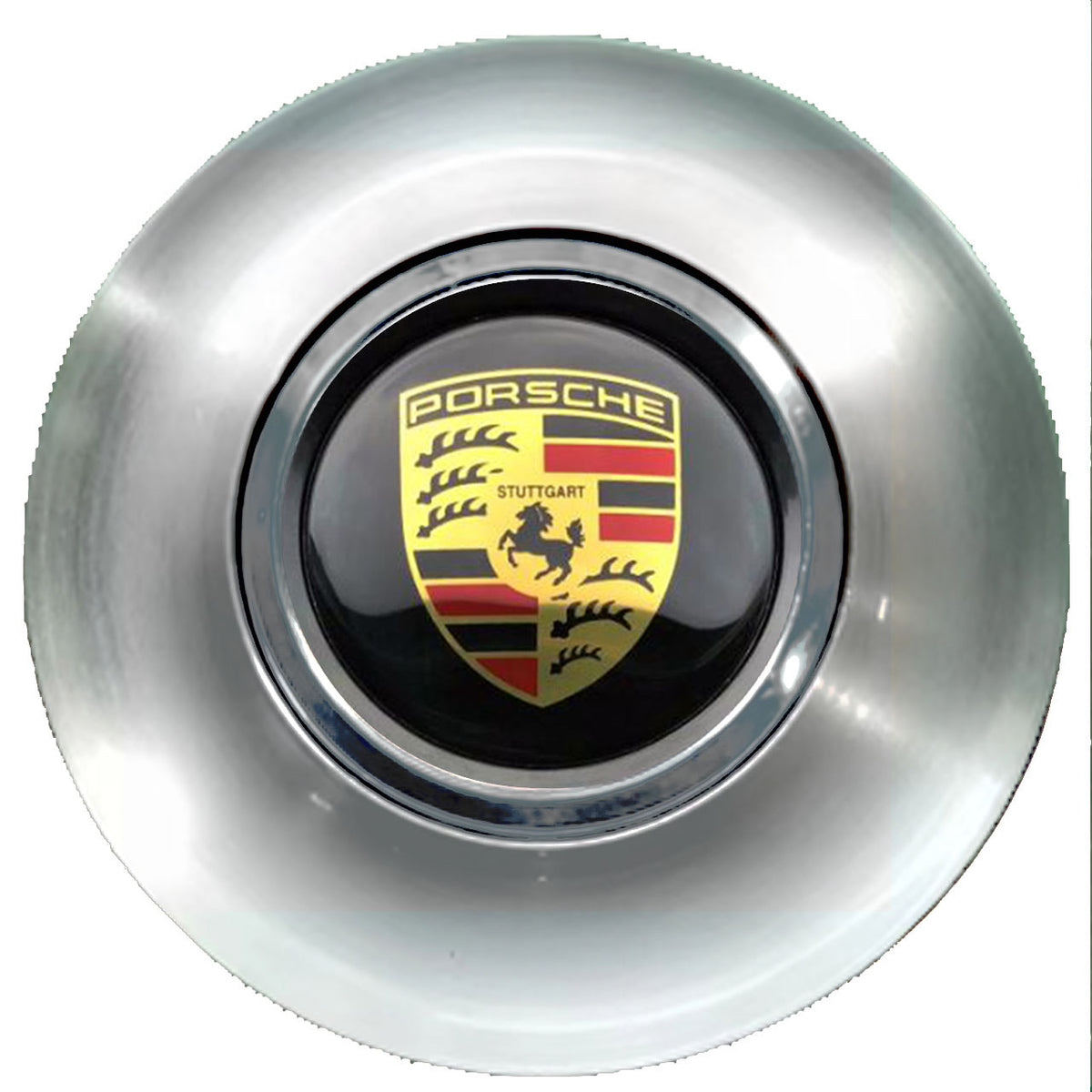 Porsche 2 Floating Center Caps Brushed